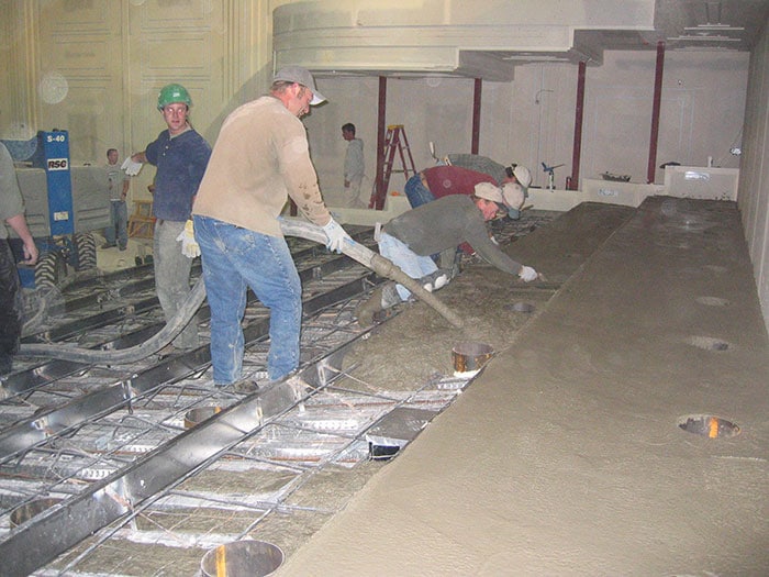cement pouring on the main floor