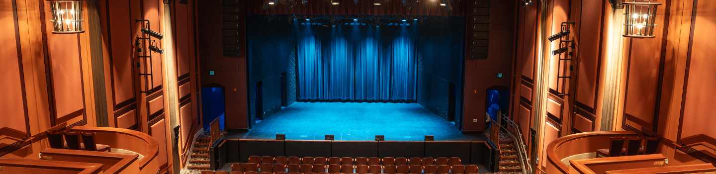 view of theatre stage from the balcony