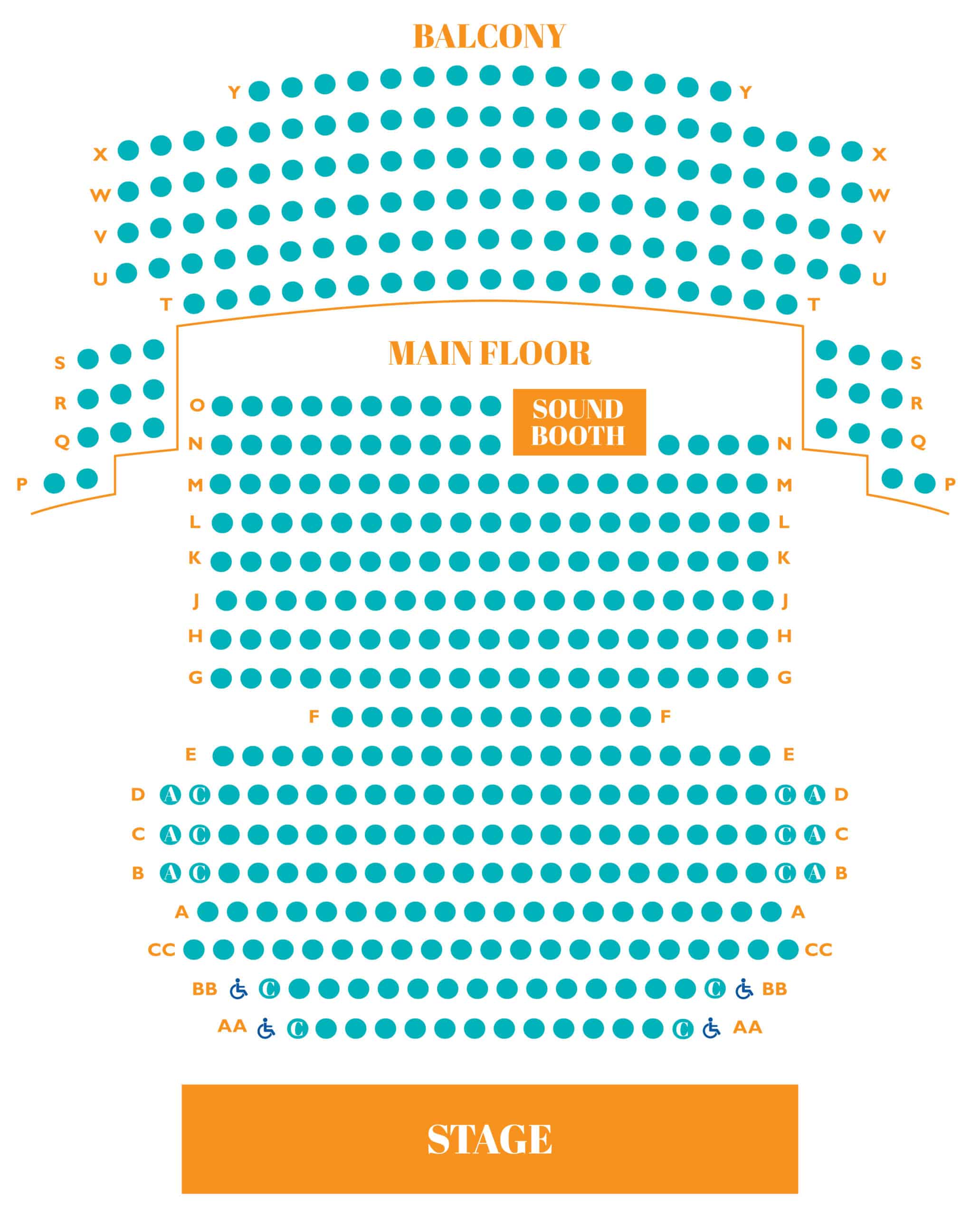 seating map of the theatre